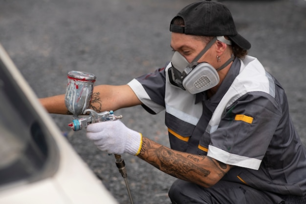 Car body paint, denting