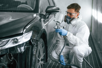 Car body paint, denting