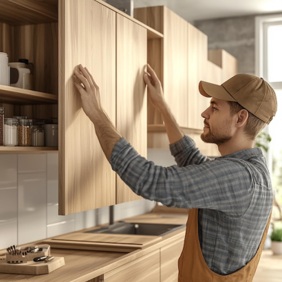 Wood, kitchen cabinet worker